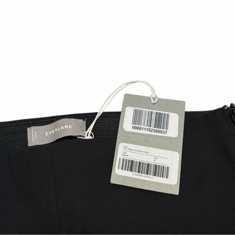 Everlane Black Side Zip Work Pants Sz 6 Stretch Cotton Tapered Ankle Trouser NWT - Picture 3 of 6